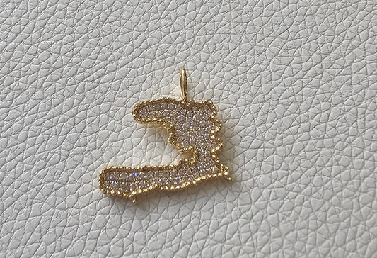 18K Yellow Gold with Diamond Beaded Haiti Pendant