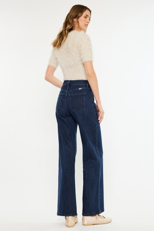 Kancan Open Pack Crater High Rise Wide Leg Jeans Bottom