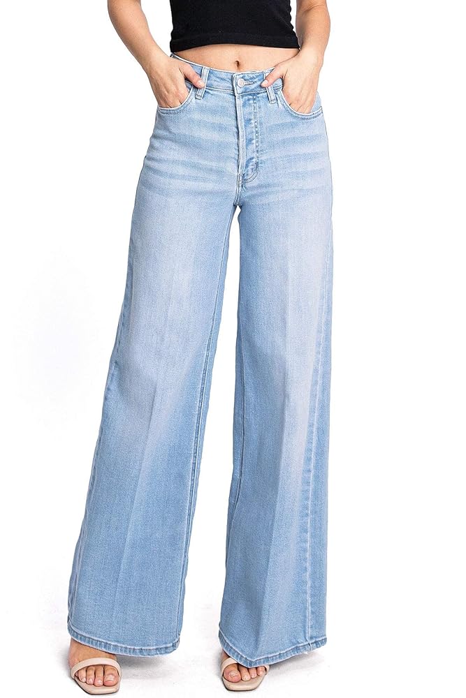 Cello Hight Rise Super wide-Leg Flare Denim Pants Bottom