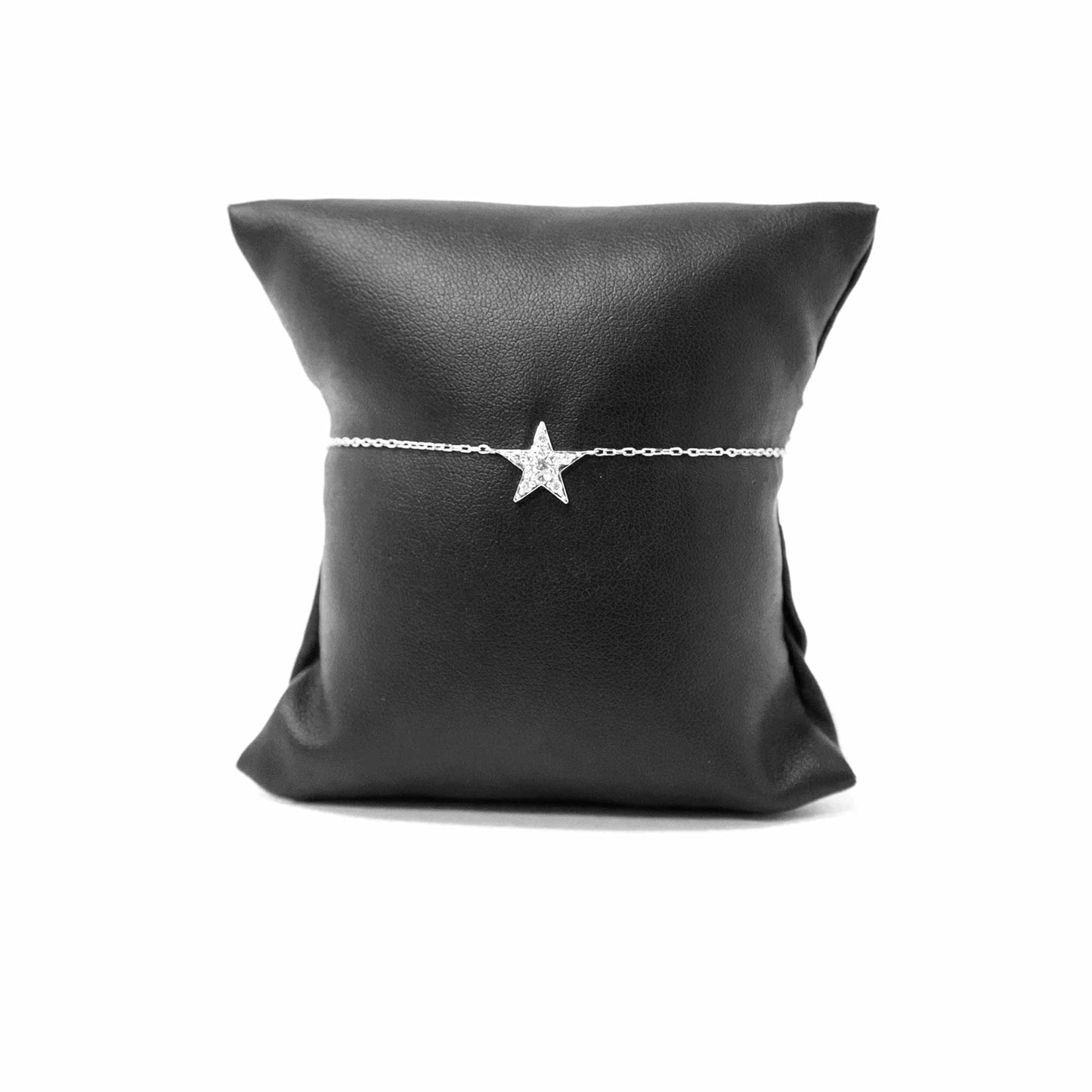 18K White Gold Star Diamond Pendant Bracelet