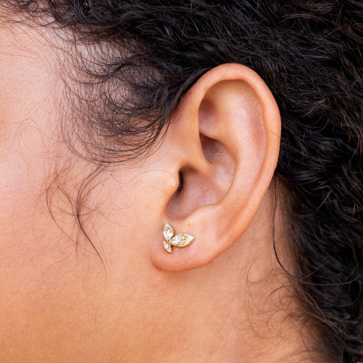 14K Yellow Gold Butterfly in the Park Earrings