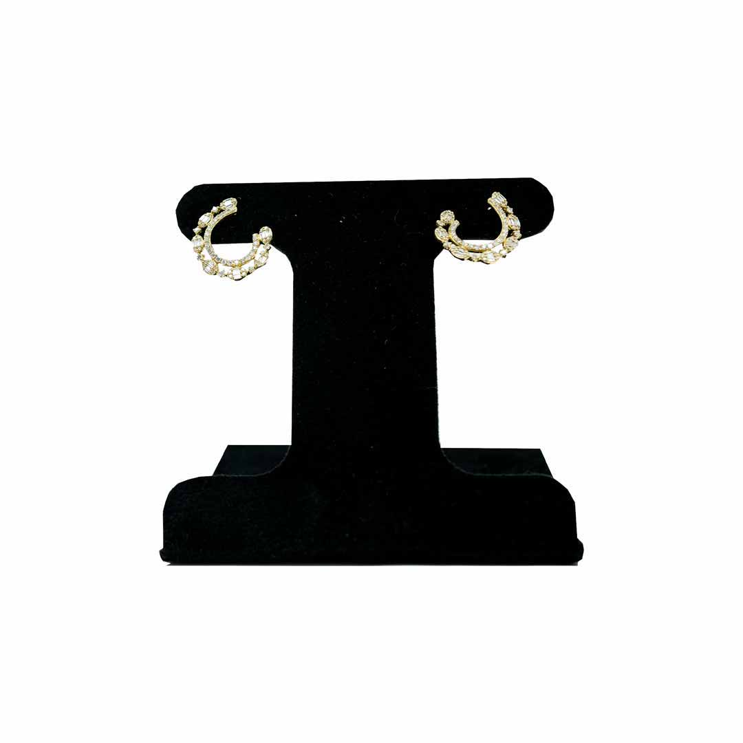 14k Yellow Gold and Diamond Vintage Circle Earrings