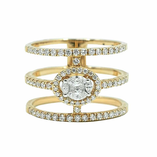 18k Rose Gold Halo Illusion Diamond Ring