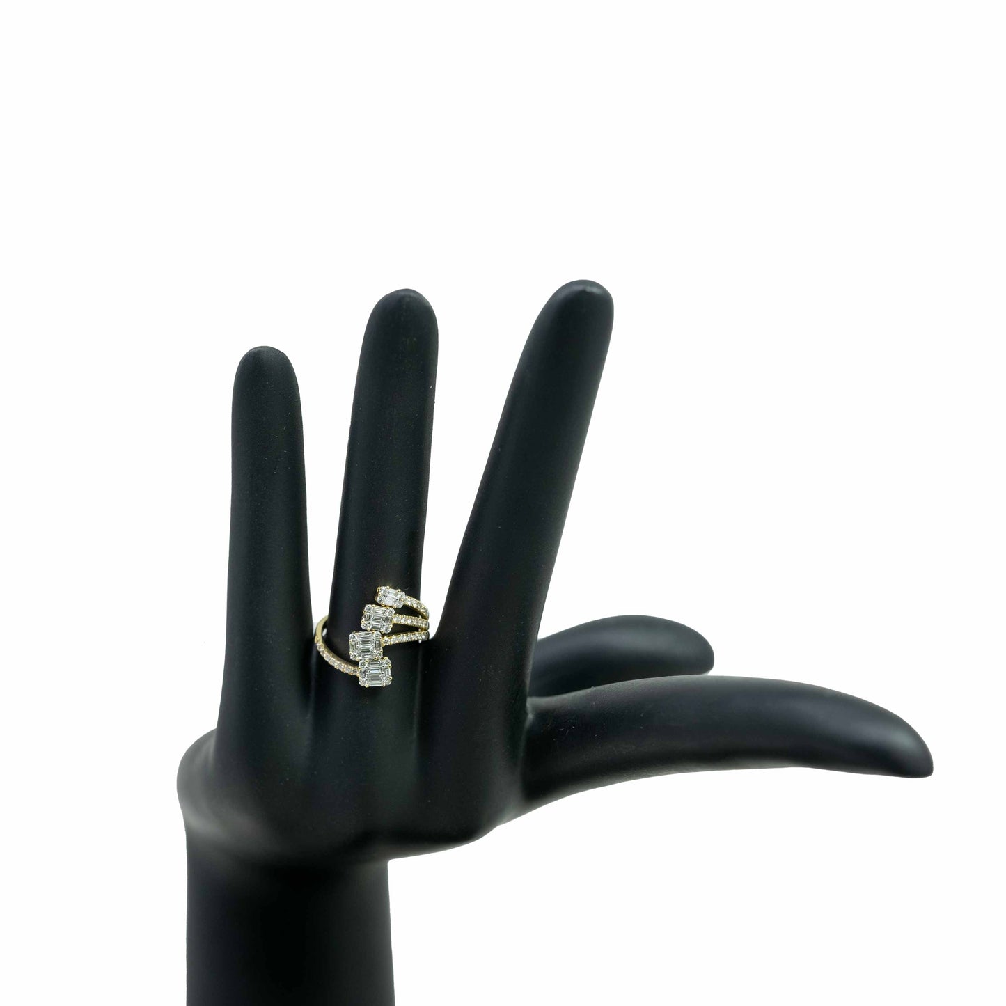 18k Abstract Yellow Gold Baguette Diamond Ring