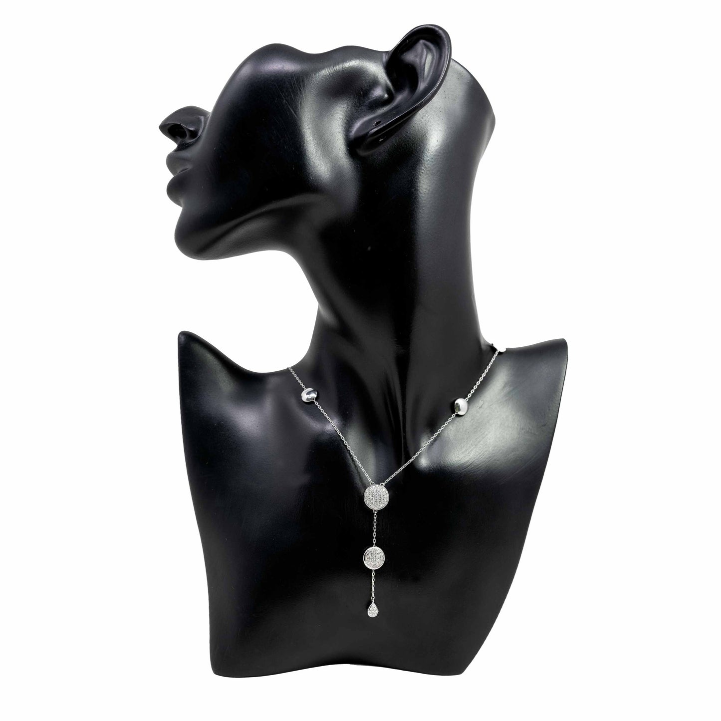18K White Gold & Diamond Drop Necklace