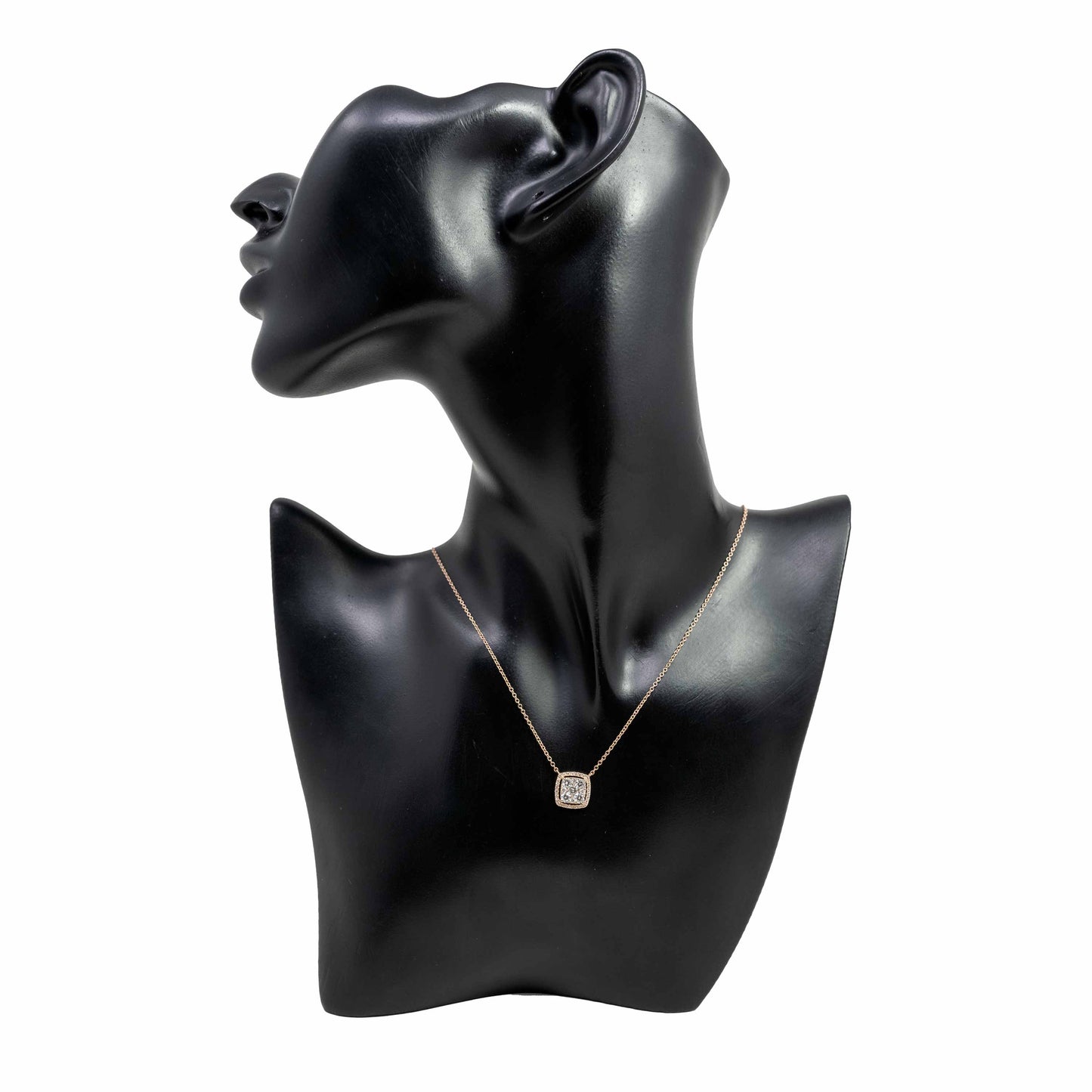 18K Rose Gold Square Diamond Necklace