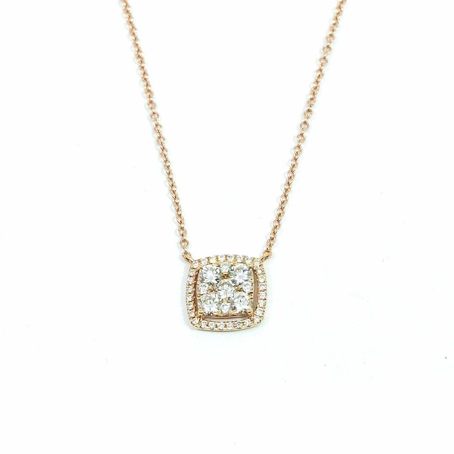 18K Rose Gold Square Diamond Necklace
