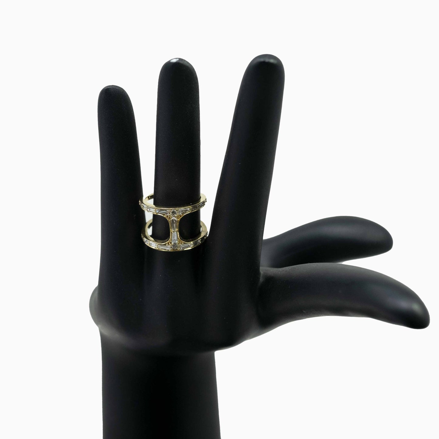 18K Yellow Gold Baguette Panthom Diamond Ring