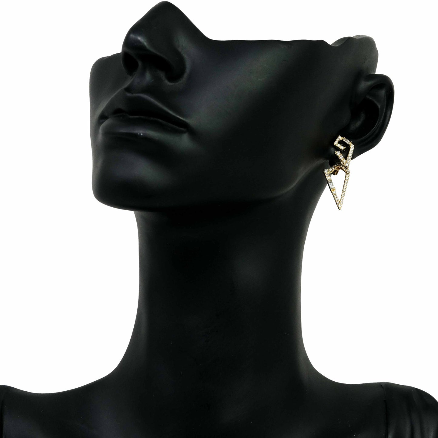 18K Yellow Gold Abstract Triangle Stud Earrings