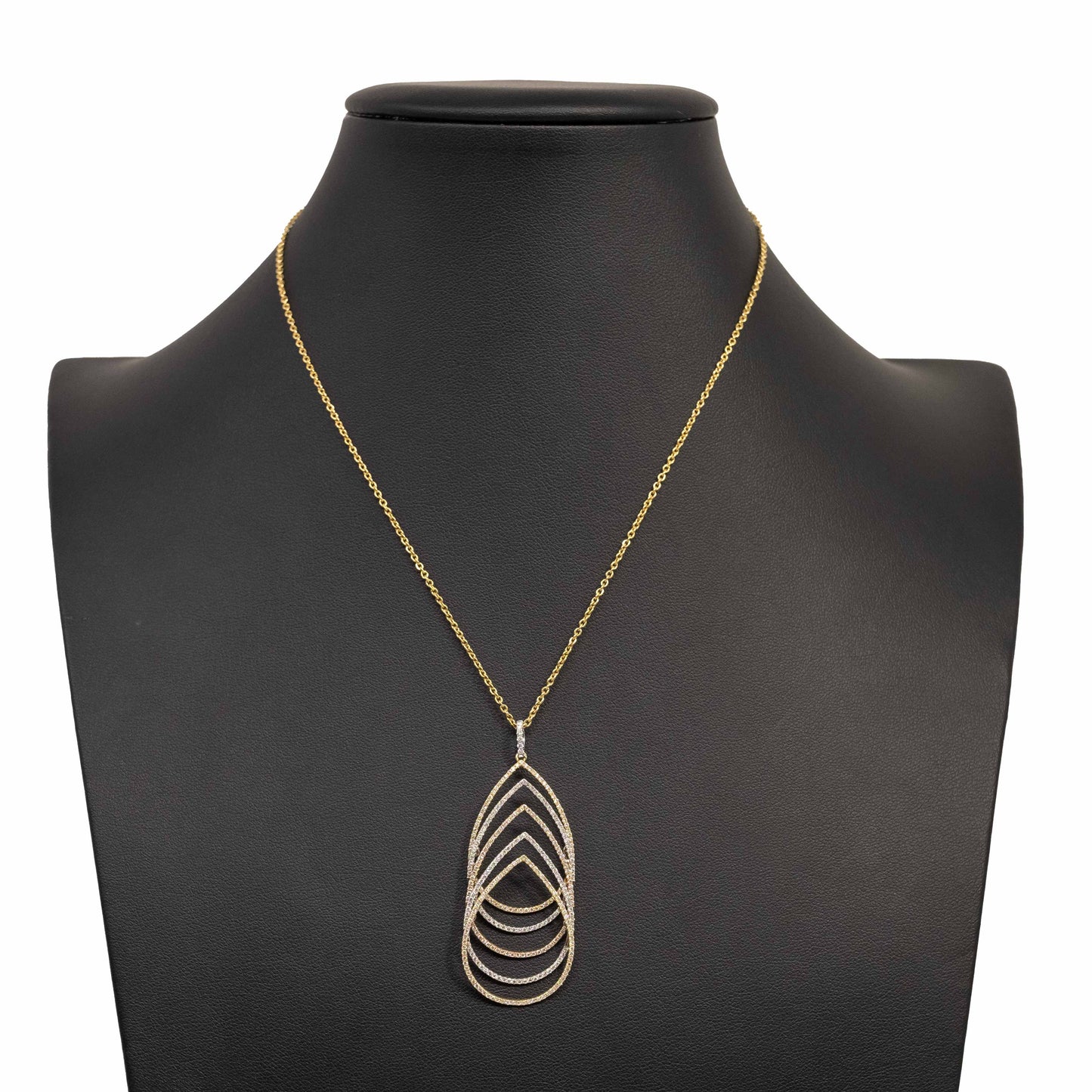 18K White, Yellow and Pink Gold Layered Diamond Pendant Necklace