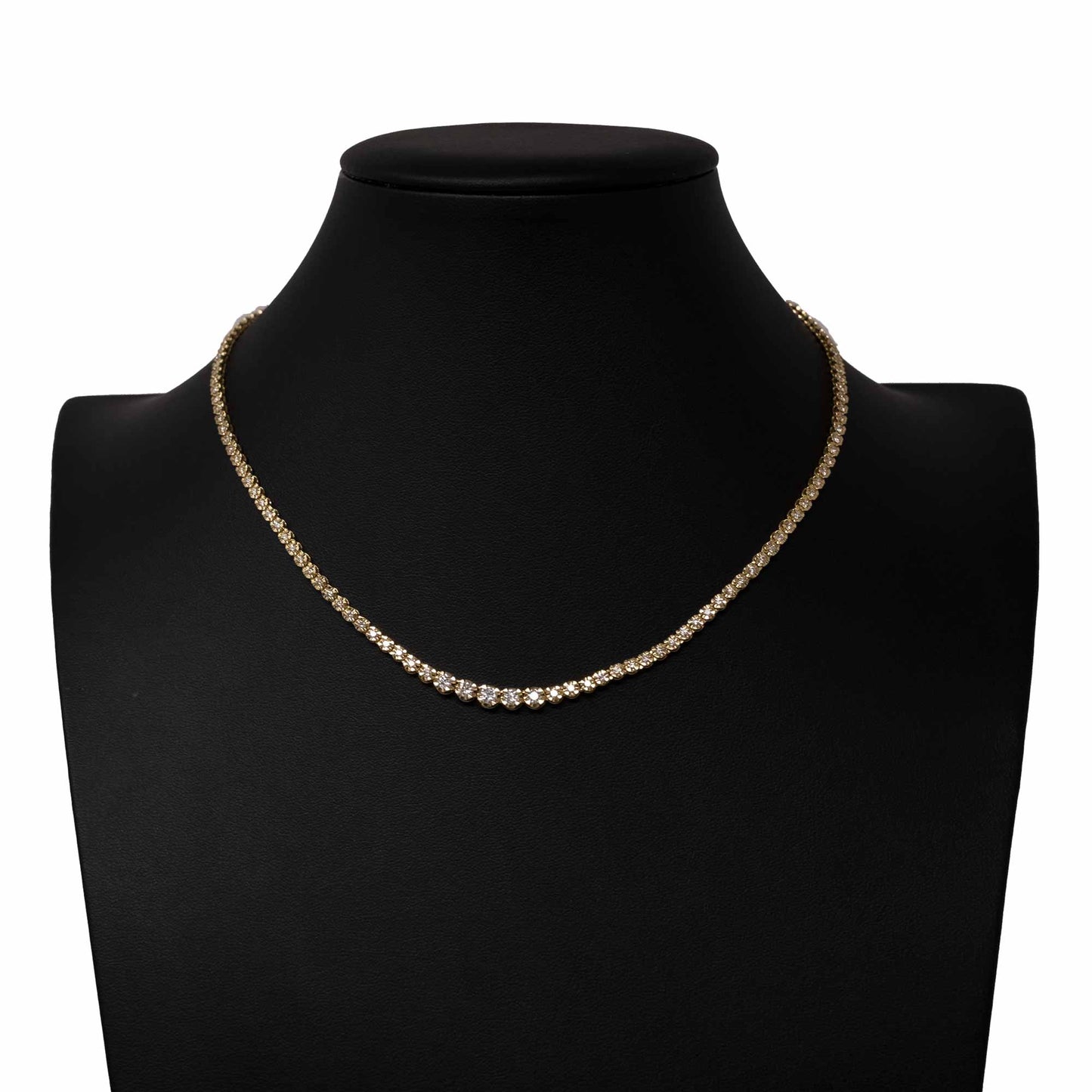 18K Yellow Gold Tennis Necklace 3CT