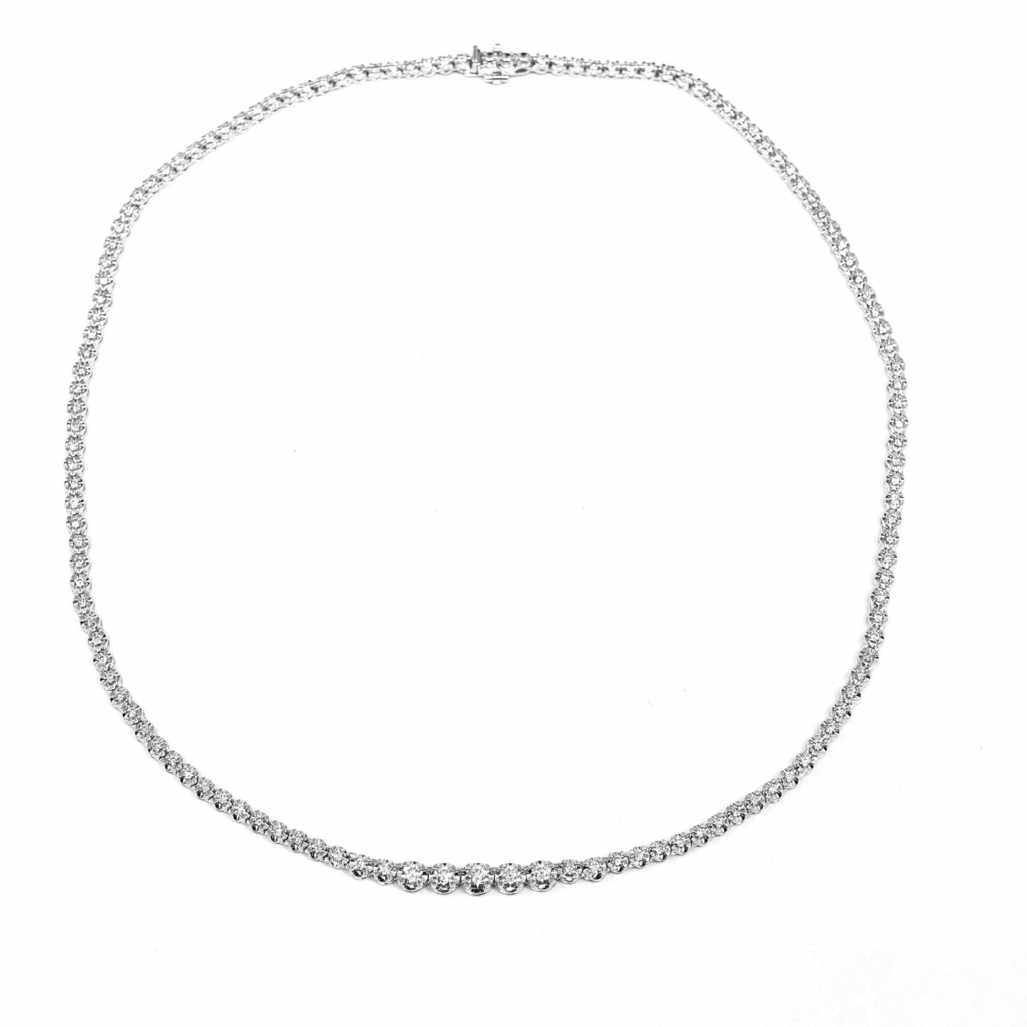 18K White Gold Tennis Necklace 3 CT