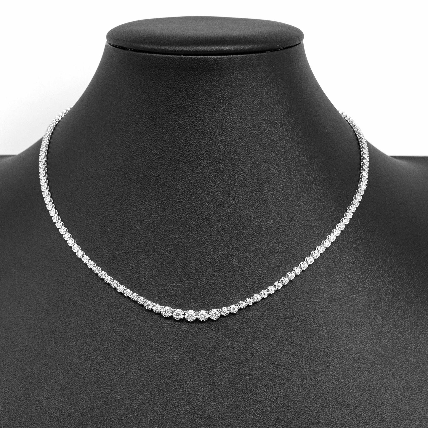 18K White Gold Tennis Necklace 3 CT