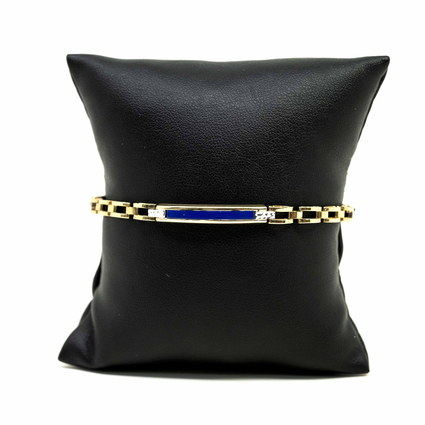 14K Yellow Gold Blue Resin Man Bracelet