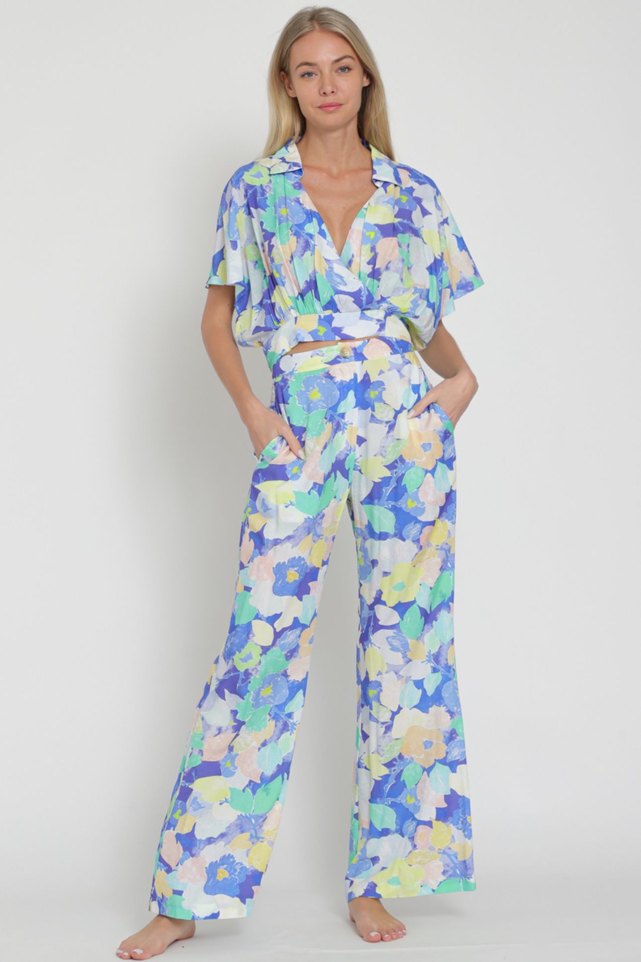 AaKaa Dolman Sleeve Top Hight Waisted Long Pants Set