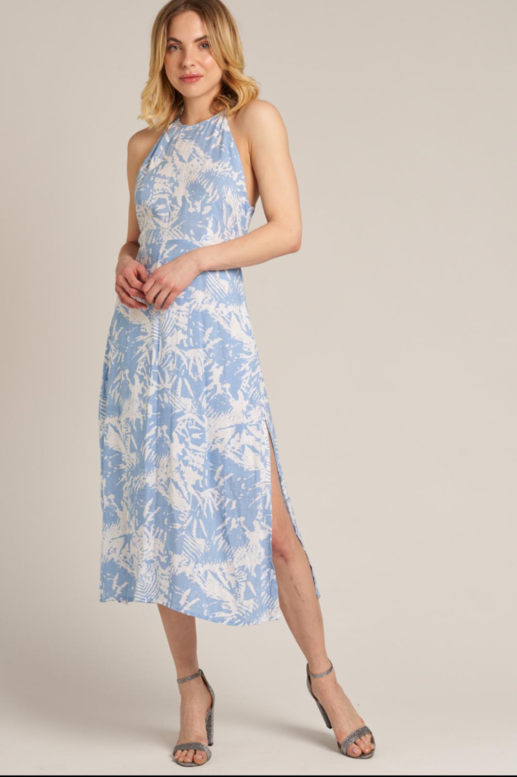 En Creme Halter Neck Midi Dress with Lace-Up Back