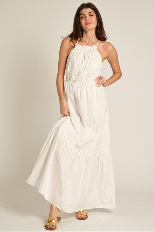 En Creme Strap Tiered Dress