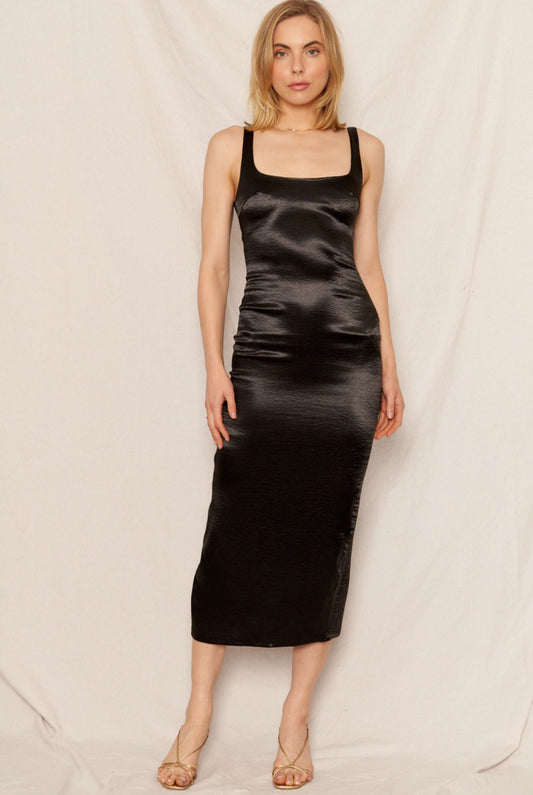 En Creme Black Slit Maxi Dress