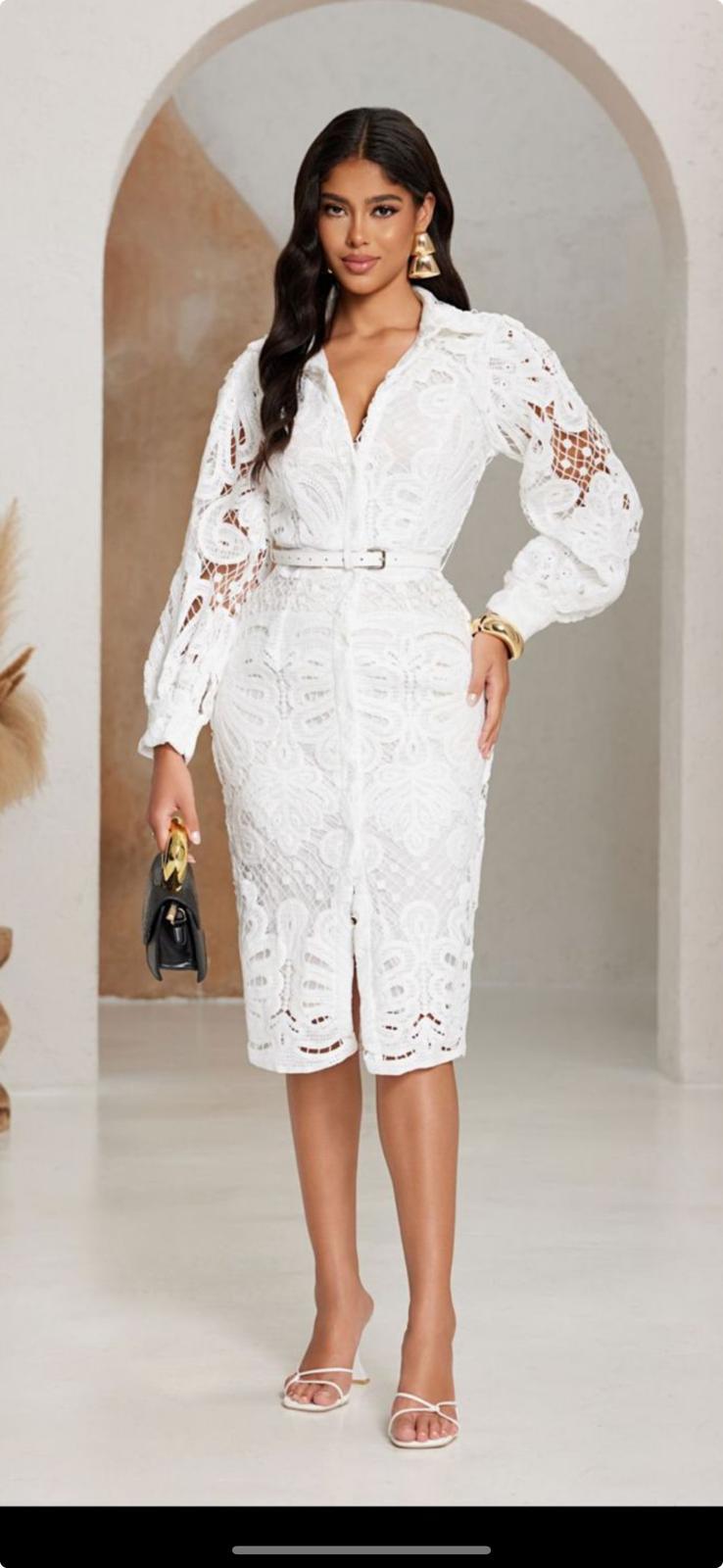 Chicways Lace Floral Midi Dress