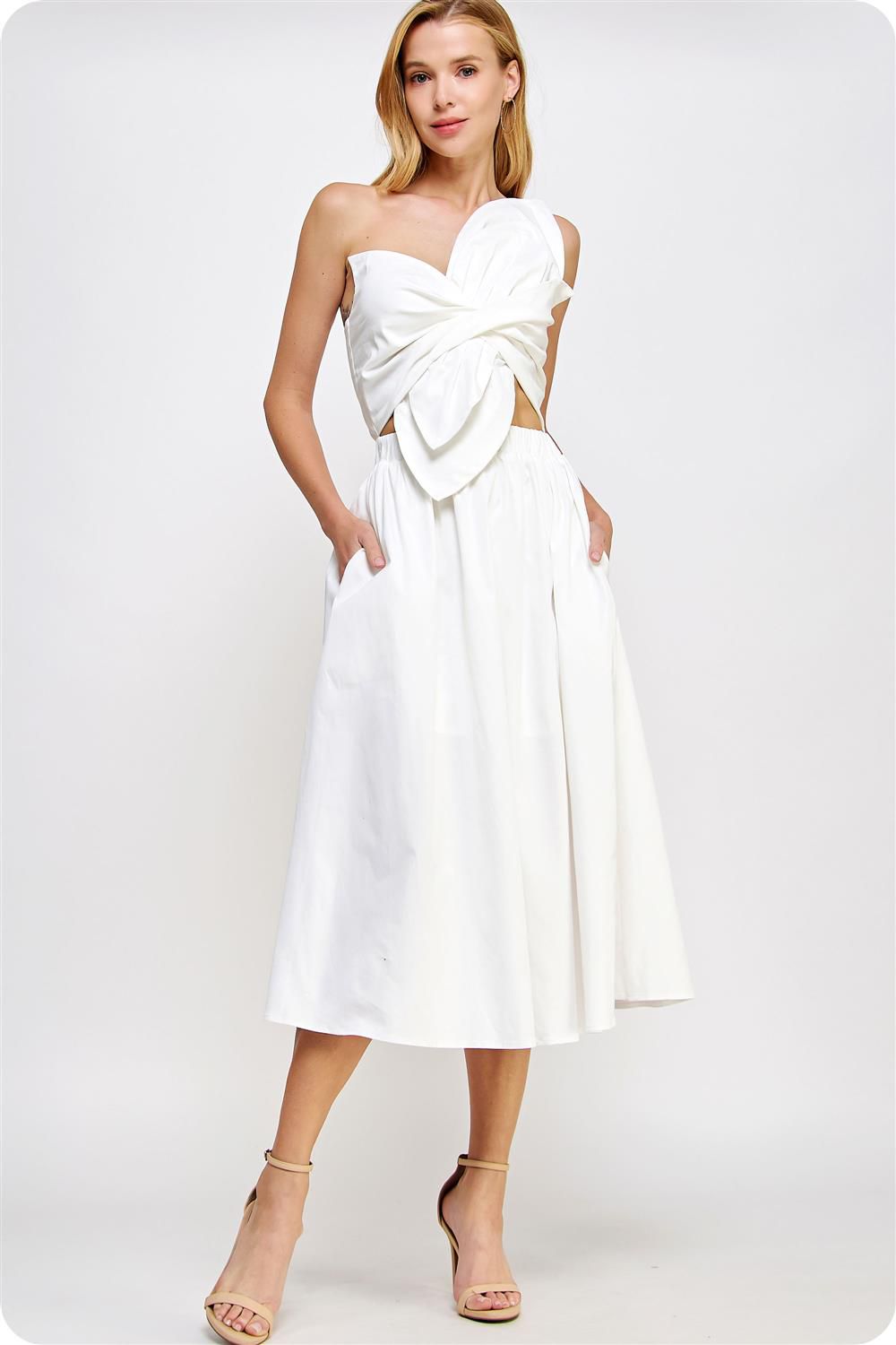 Strut & bolt Knotted Flower Bow Midi Dress