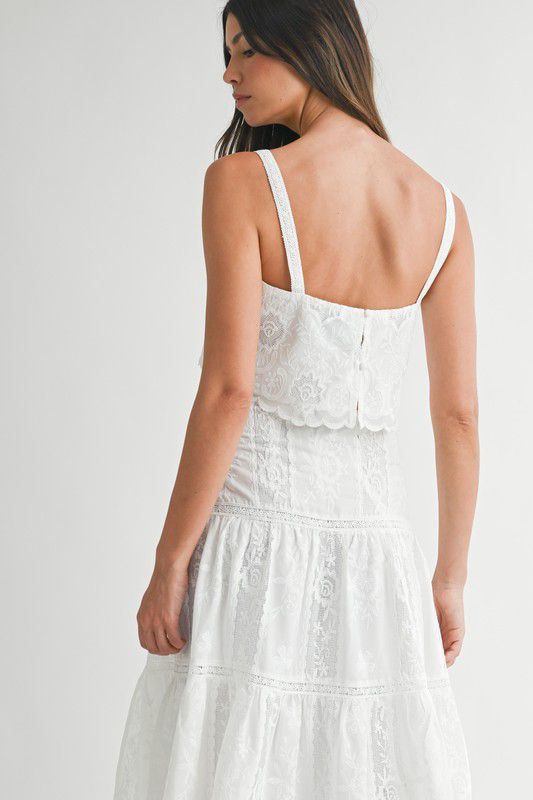 Mable Embroidered Top and Midi Skirt Set