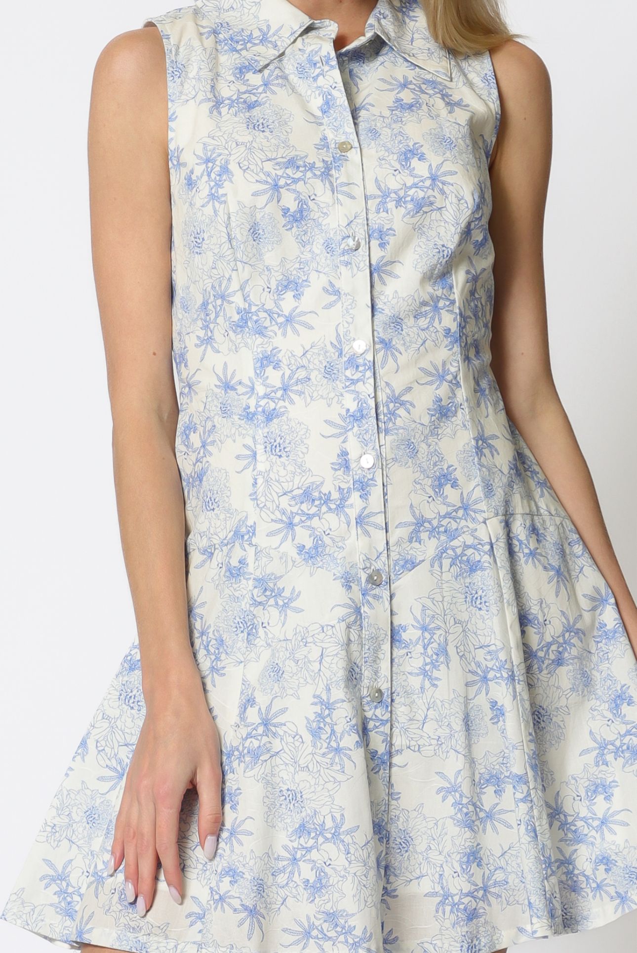 Aakaa Sleeveless Button Down Mini Dress