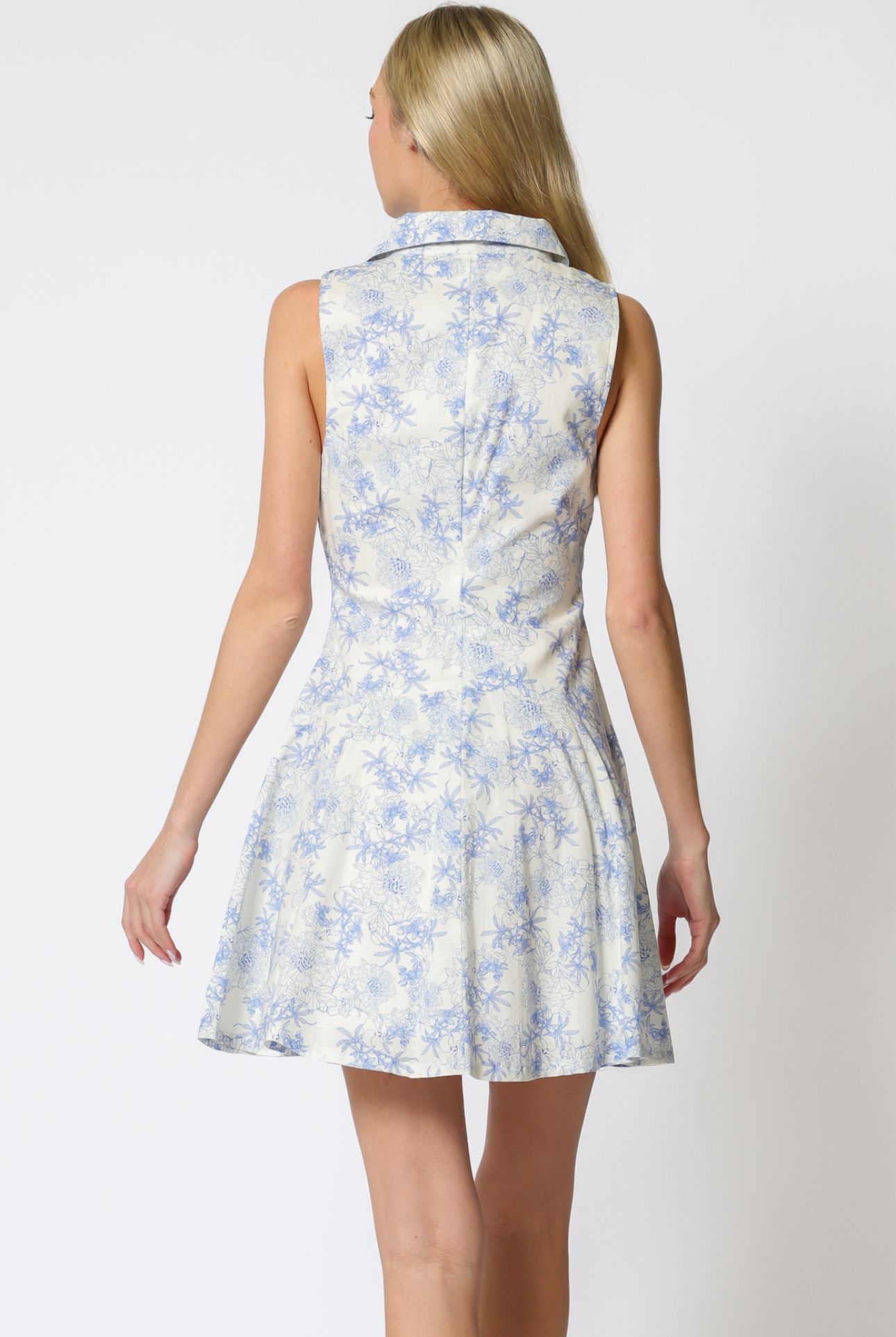 Aakaa Sleeveless Button Down Mini Dress