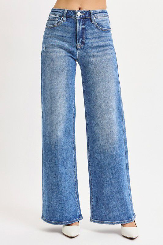 Risen High Rise Wide Leg Jeans Bottom