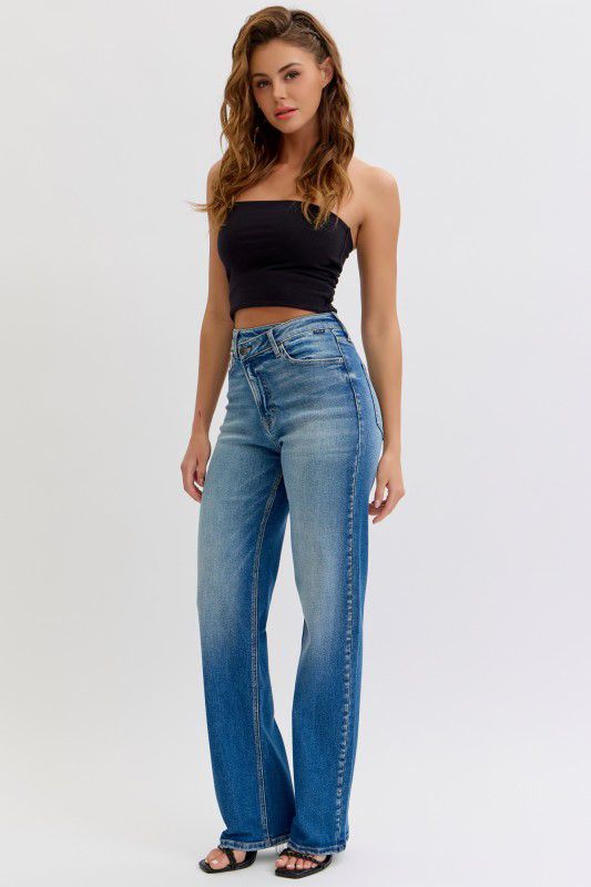 Cello Super High Rise Dad Jeans with Re-posioned C.F. Closure Bottom AM18584RS-M1
