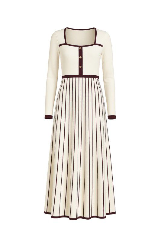 RIVIR Defined Rib Long Sleeve Knit Dress