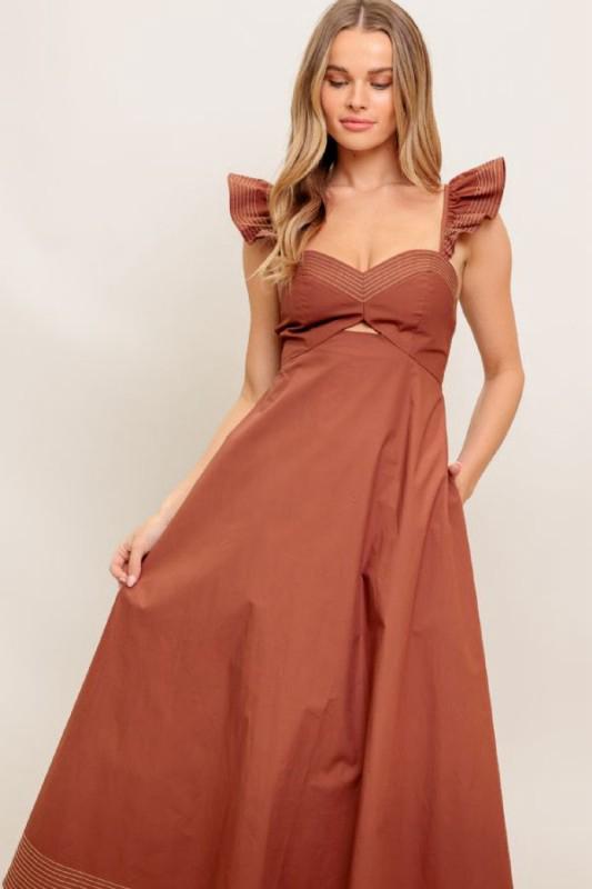 Flying Tomato Solid Midi Dress