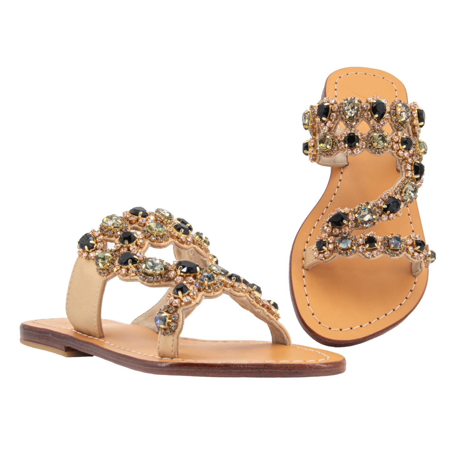 Pasha Biak Black Diamond Gold Sandals Psf4872812