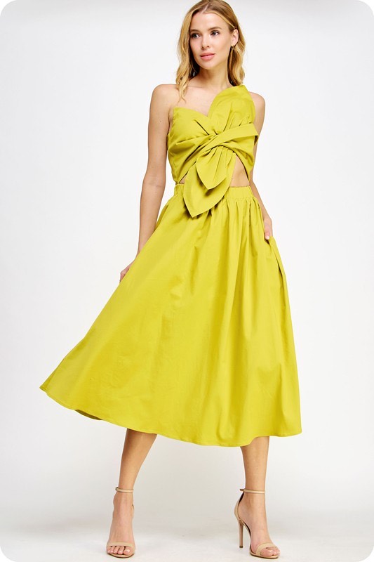 Strut & bolt Knotted Flower Bow Midi Dress