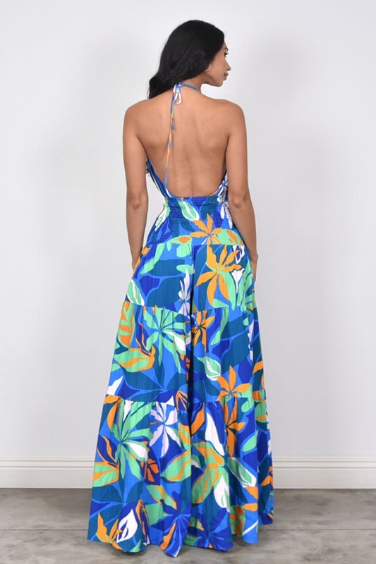 Cameo Floral Print Woven Halter Neck Jumpsuit