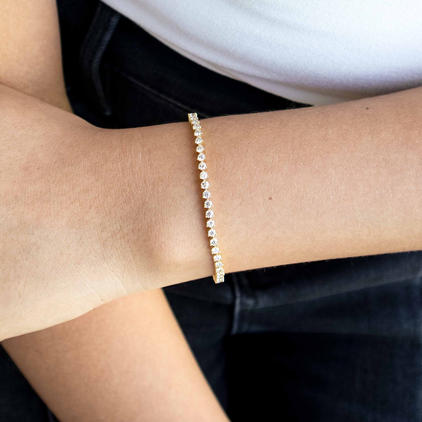 18K Yellow Gold diamond Tennis Bracelet