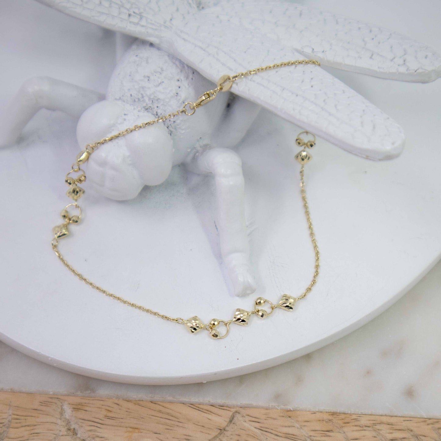 14K Yellow Gold Charms Anklet