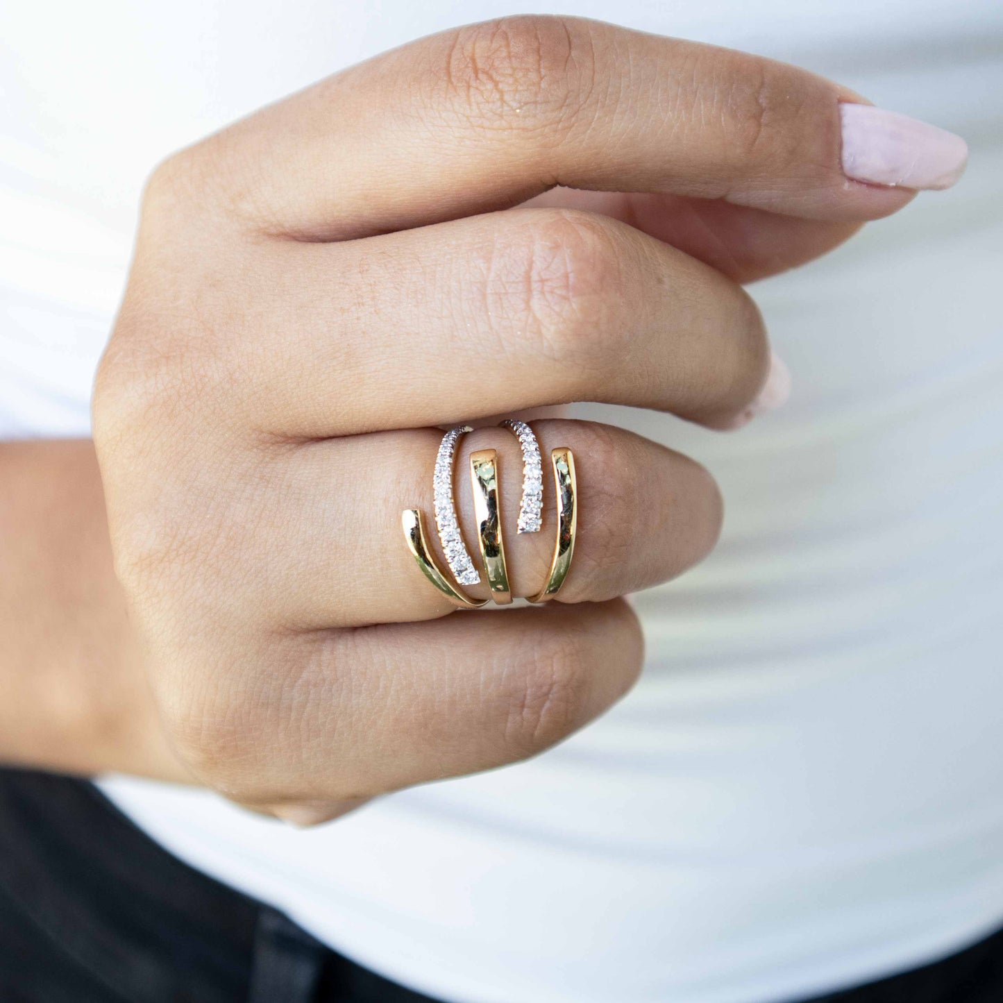 14K Yellow Gold Wrap Diamond Ring