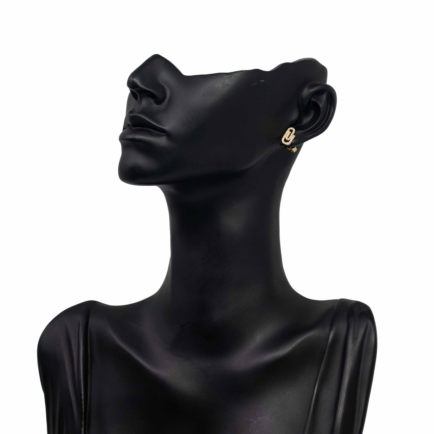 18K Yellow Gold Diamond Paperclip Earrings