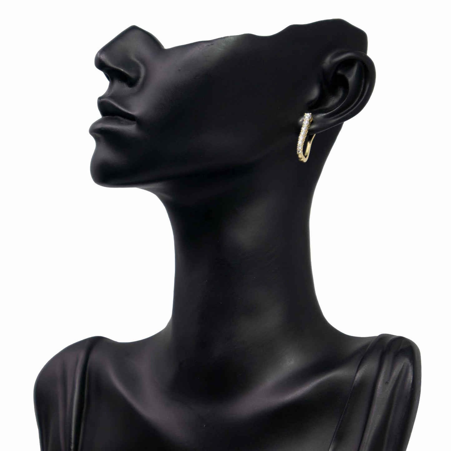 18K Yellow Gold Diamond Square Hoop Earrings