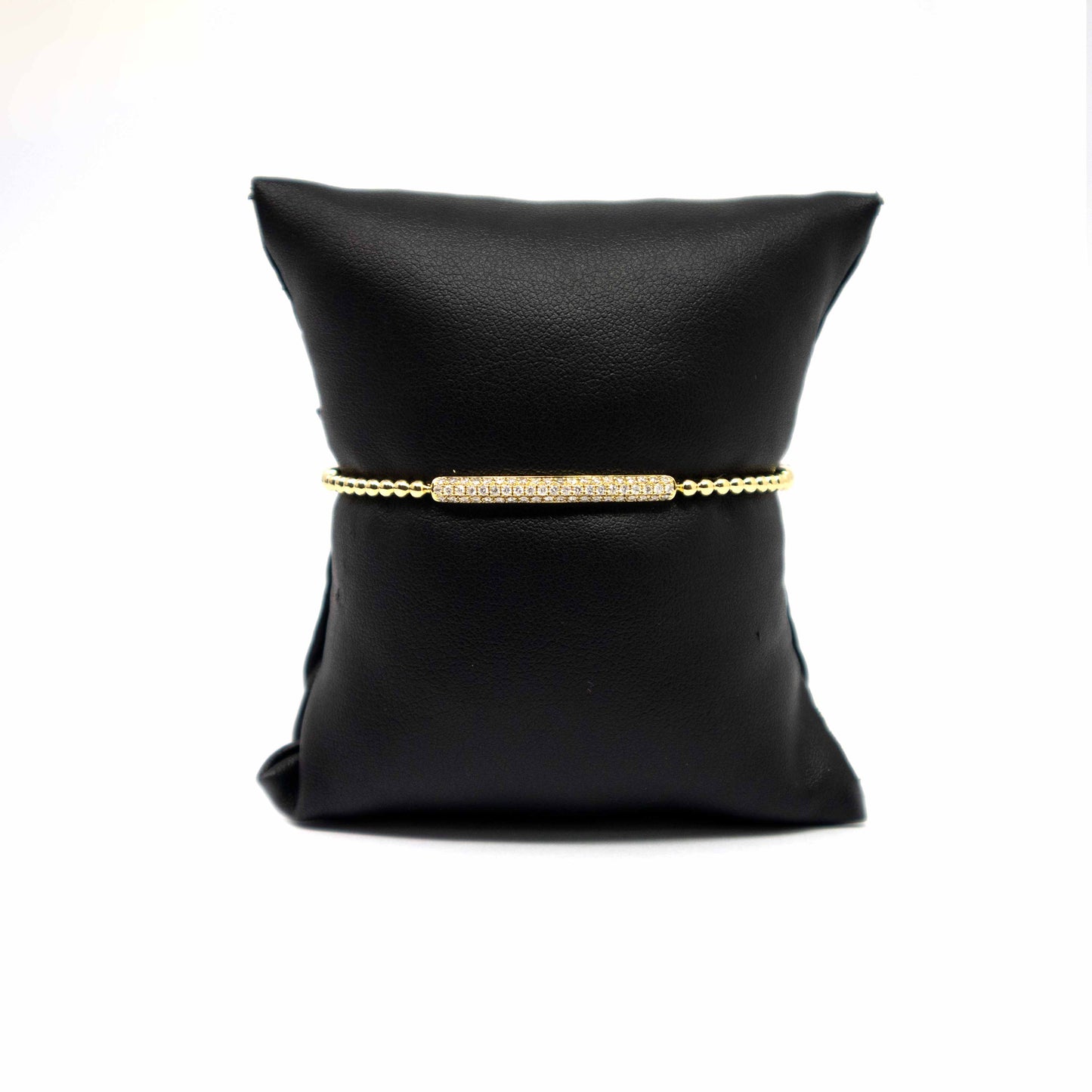 18K Yellow Gold Diamond Beaded Cuff Bracelet