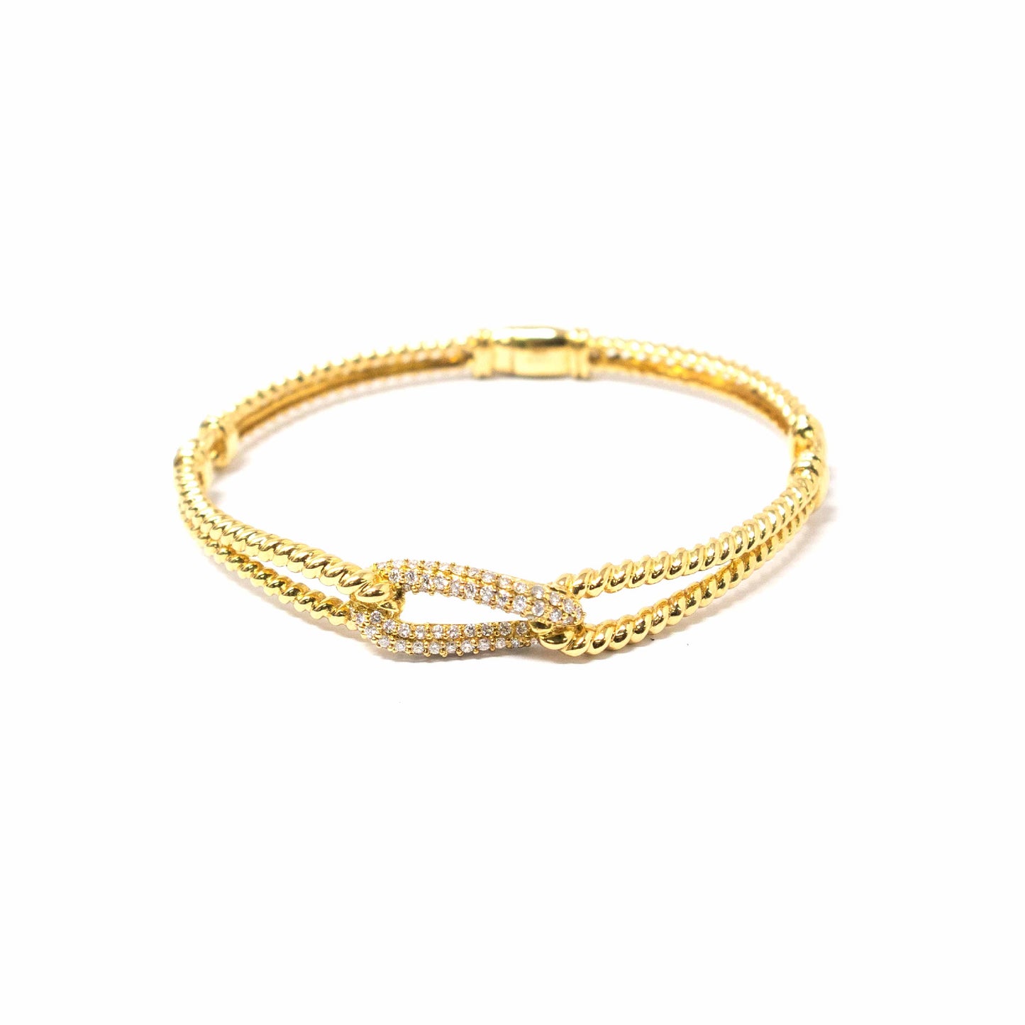 18K Yellow Gold Entwined Diamond Bangle