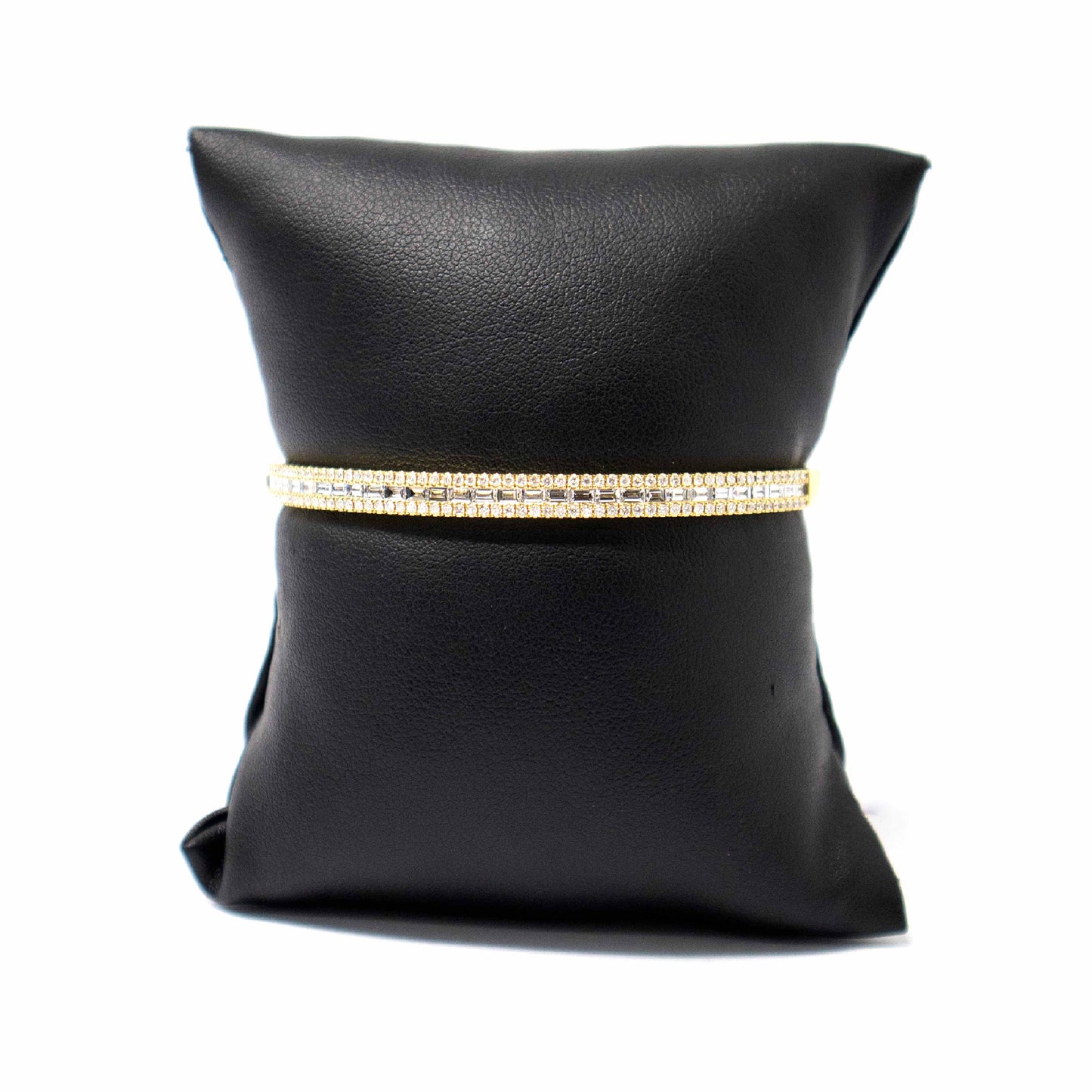 18K Yellow Gold Baguette Diamond Bangle