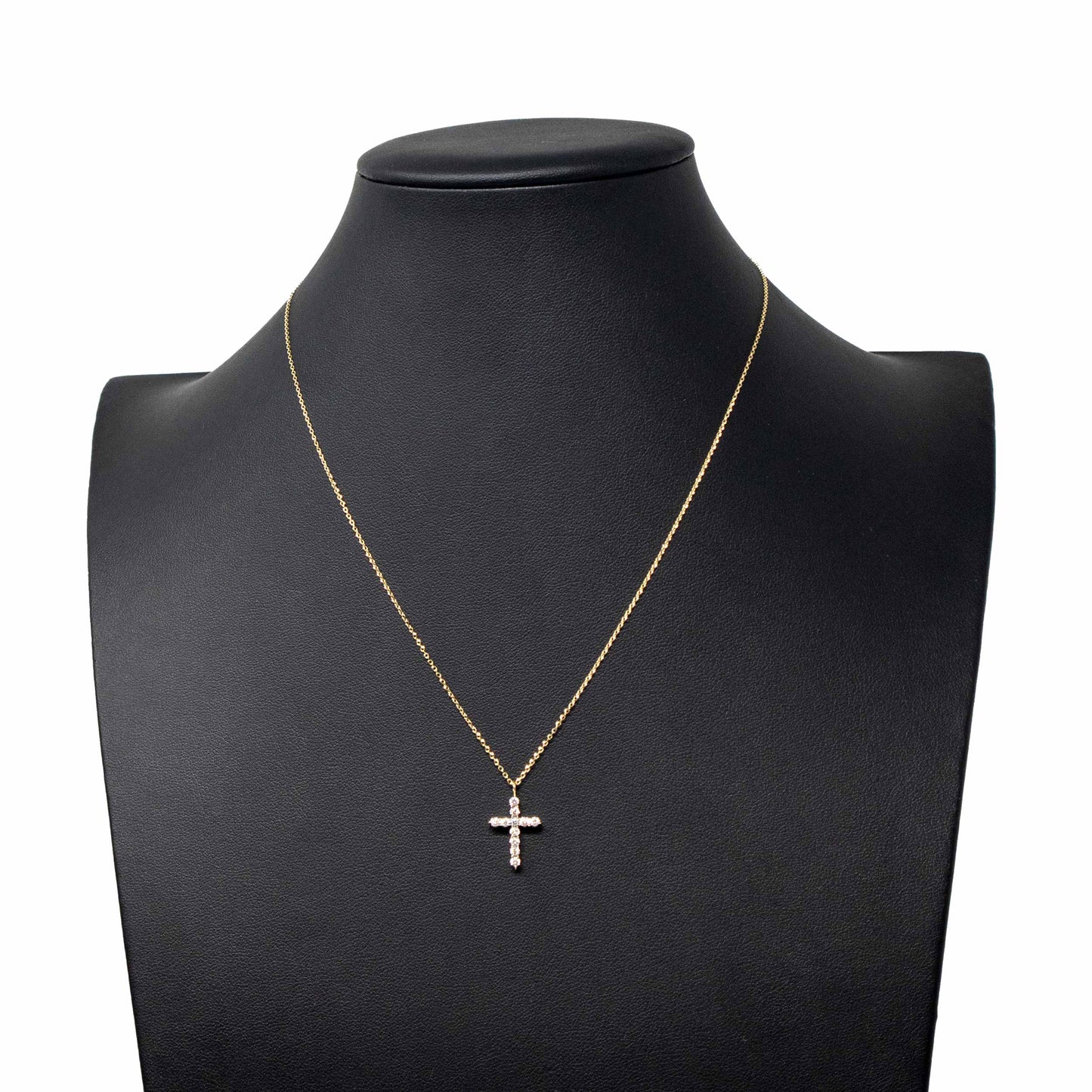 14K Yellow Gold Diamond Cross Necklace