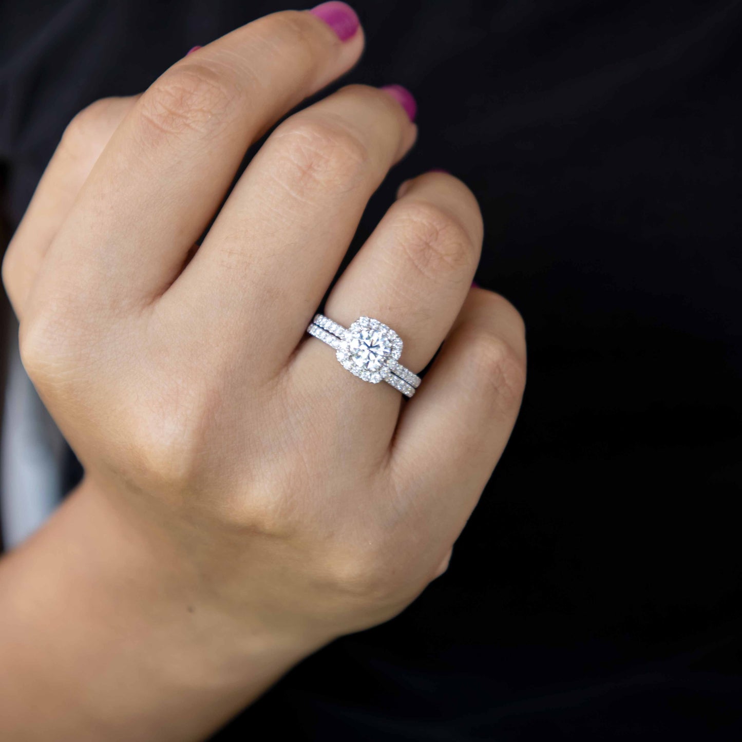 18K White Gold and Diamond Halo Engagement Ring