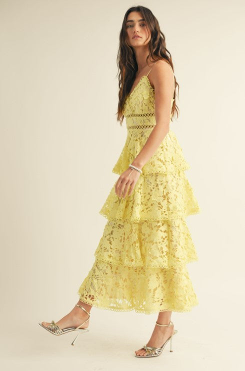 Just Me Lace Flower Embroidered Midi Dress