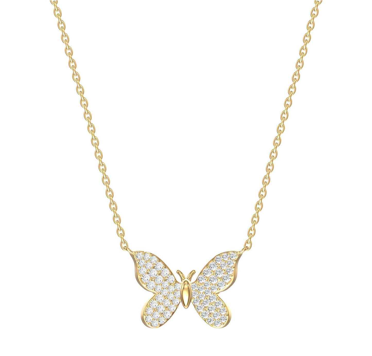 14K Yellow Gold Butterfly Diamond Necklace POS
