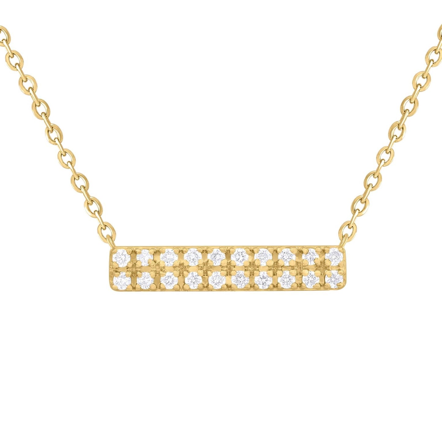 14k Yellow Gold Bar Diamond Necklace