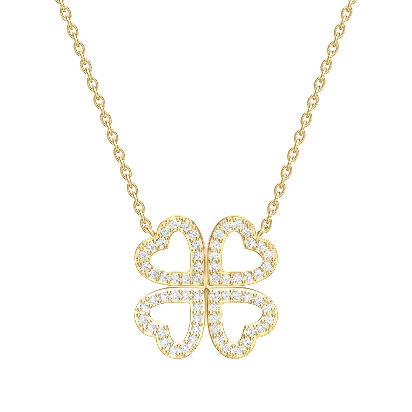 14K Yellow Gold Four-Heart Clover Necklace