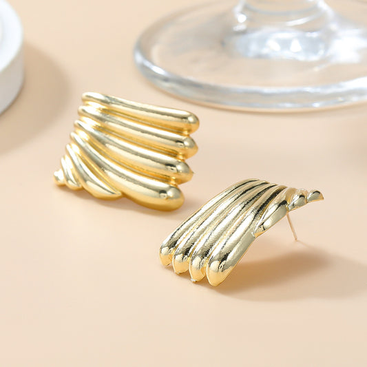 14K Yellow Gold Chunky Rectangle Earrings POS