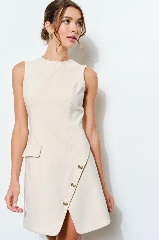 INA Asymmetrical Mini Dress with Bow Accents